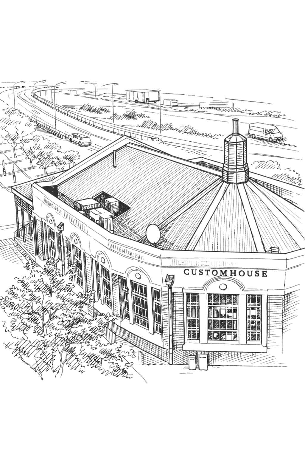 Customhouse sketch representing Vigo