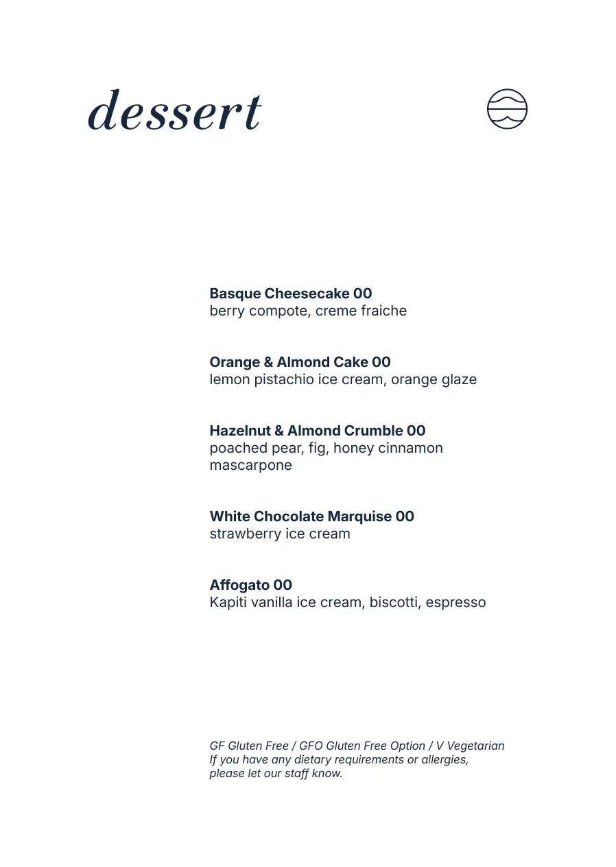 Vigo dessert menu cover image