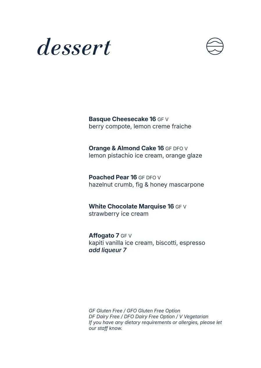 Vigo dessert menu cover