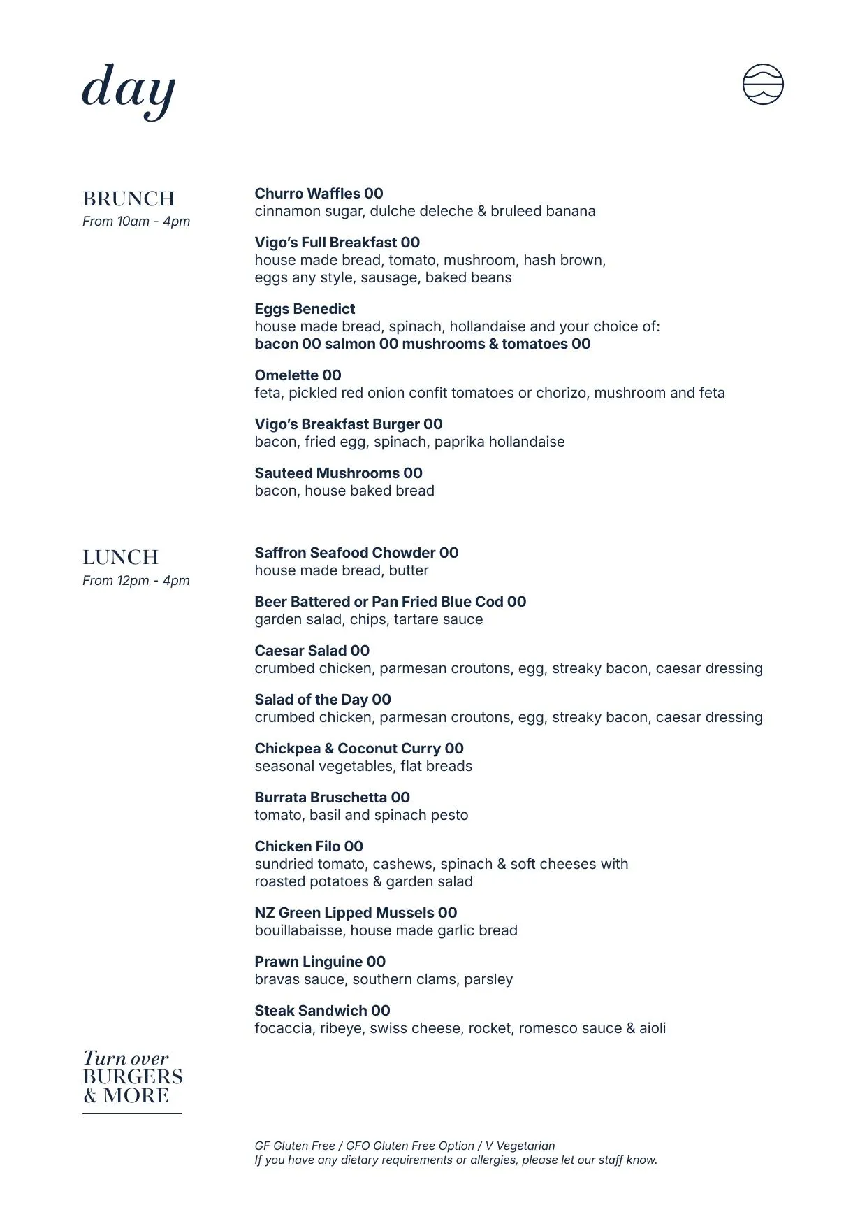 Vigo lunch menu cover image