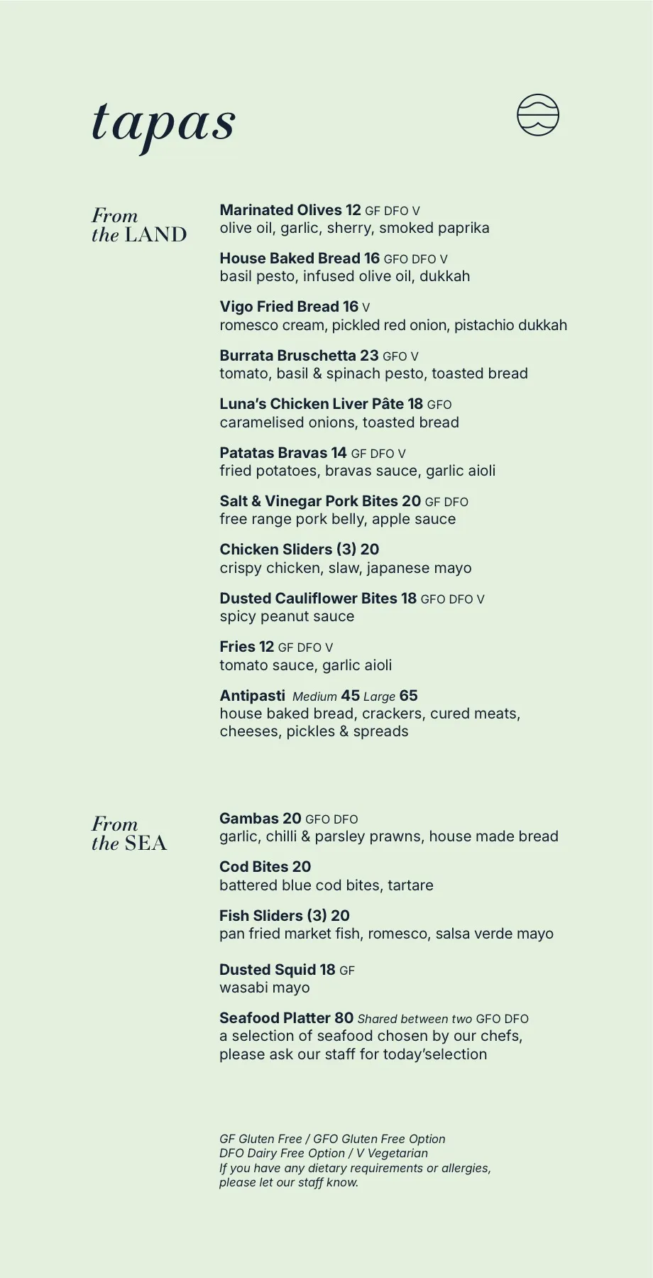 Vigo tapas menu cover
