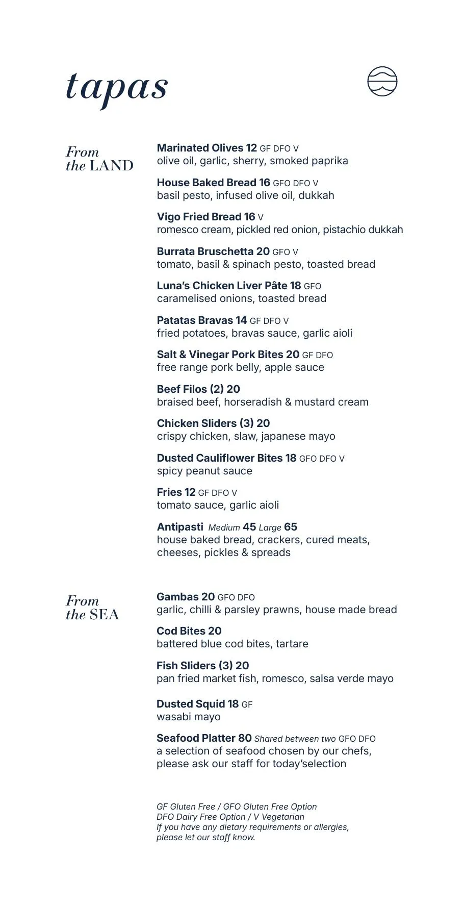Vigo tapas menu cover